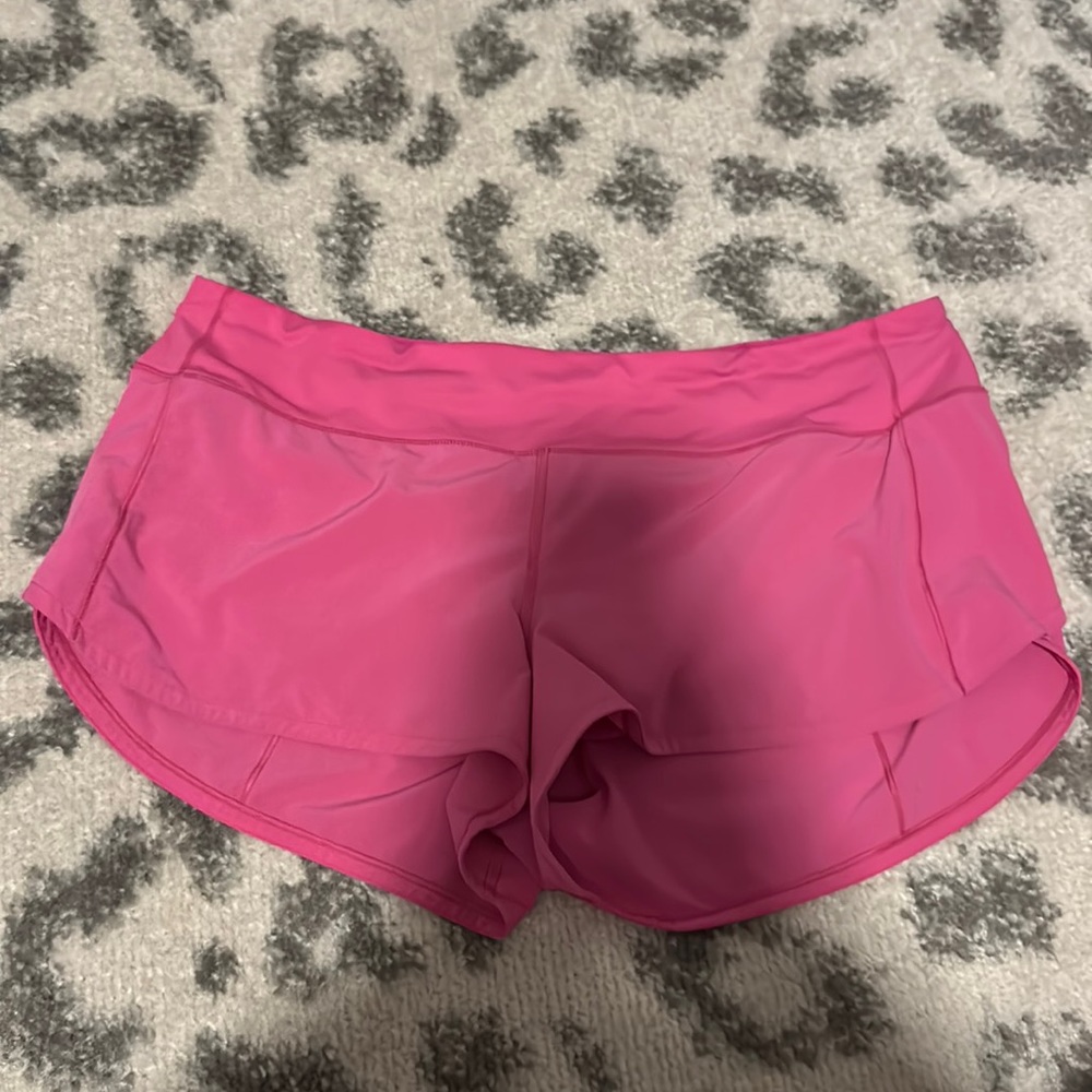 lululemon sonic pink speed up shorts